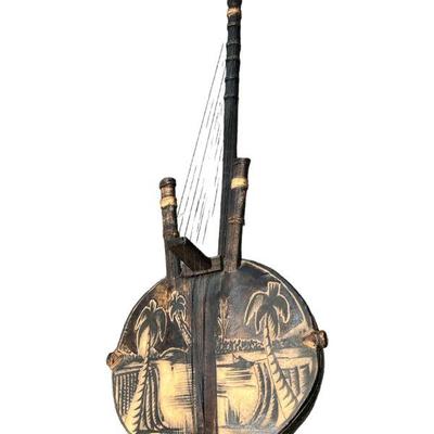 Carved African Banjo Instrument
