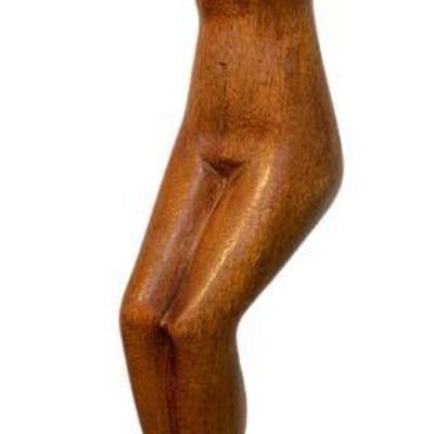 Carved Wood Nude Sculpture of Woman

