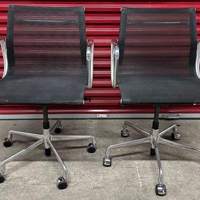 Mid Century EAMES For HERMAN MILLER Aluminum Group Chairs, Pair
