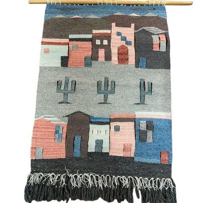 Large Mid Century Hand Woven Southwestern Wall Hanging
