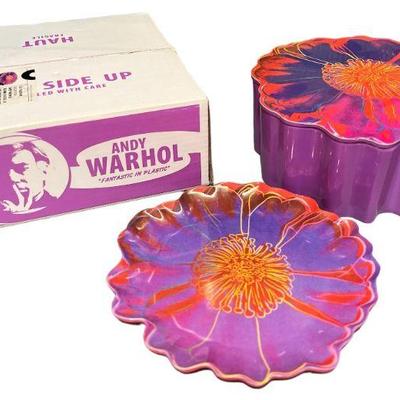 Pop Art ANDY WARHOL Set of 4 Dessert Plates, Original Box
