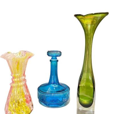 Three Mid Century Art Glass Vases
