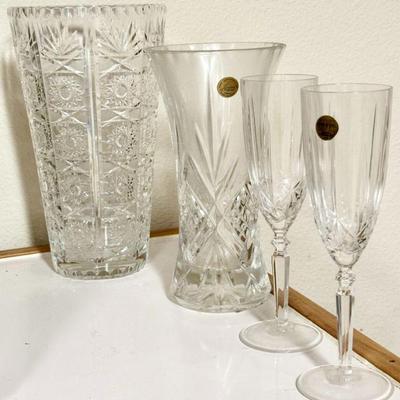 Glass Vase & Wine Glasses