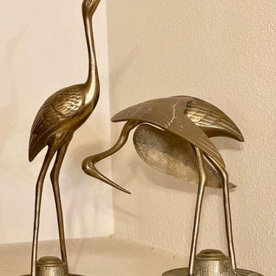 Vintage Brass Crane Figuirines