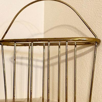 Vintage Brass Oval Magazine Rack