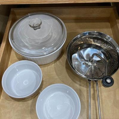 Assorted baking dishes and cookware