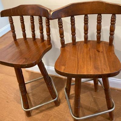 Wooden swivel counter-chairs, set of 2