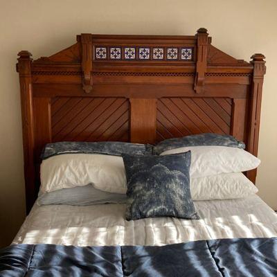 Full size bed with Italian tile detail (angle 2), full size mattress