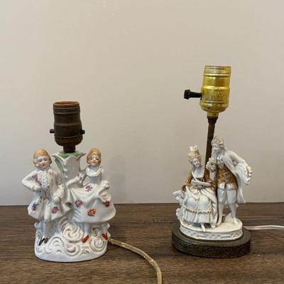 Antique porcelain figurine lamps