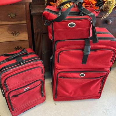 Red luggage set