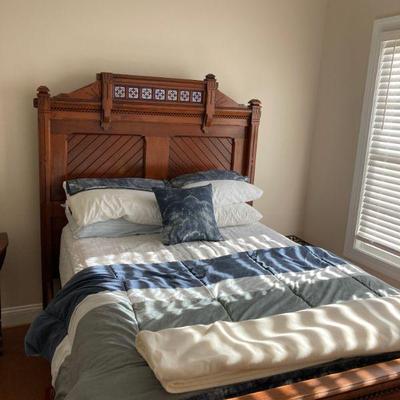 Full size bed with Italian tile detail (angle 1), full size mattress