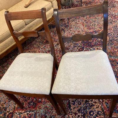 White floral upholstered chairs, set of 2