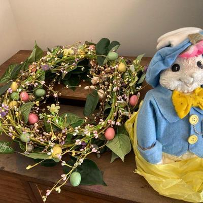 Easter wreath and bunny decor