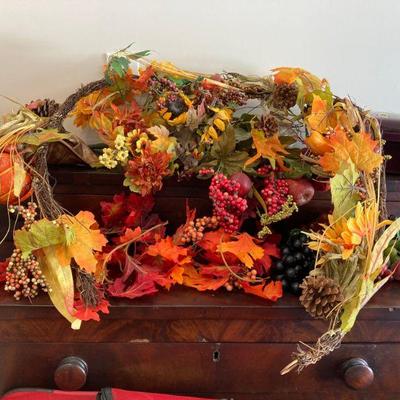 Assorted autumnal garlands and centerpieces