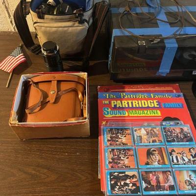 Partridge family cards and mags, binoculars