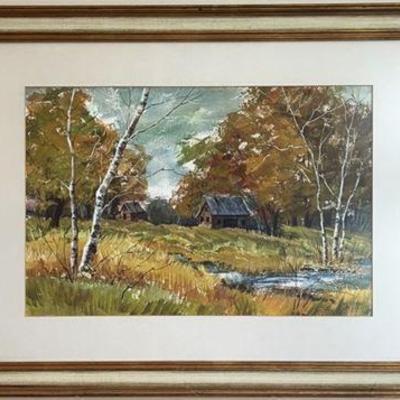 Lot 163  
Watercolor Rural Landscape, Artist Signed