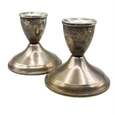 Lot 033  
Sterling Silver Weighted Candlesticks