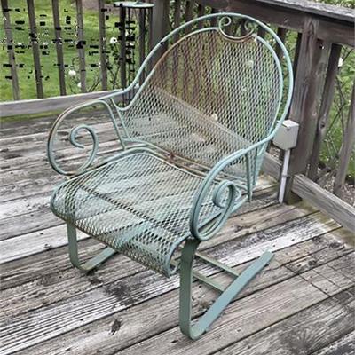 Lot 500-002   
Vintage Wrought iron Cantilever Patio Chairs. Two (2)