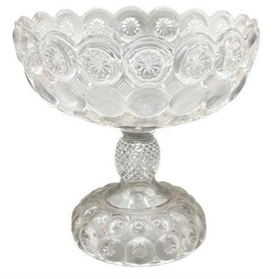 Lot 643  
EAPG (1890-1900) Jeweled Moons & Stars Footed Large Compote