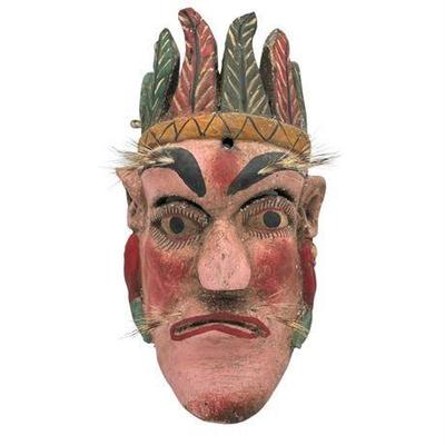 Lot 800   
Vintage Mexican Hand Carved and Painted Folk Art Mask No. 1