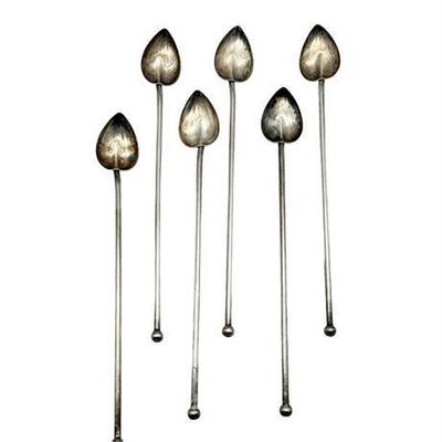 Lot 112   
Sterling Silver Drink Stirrers/Straw, Set of Six