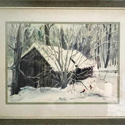 Lot 755   
Jean H Grastorf AWS Winter Scene Watercolor on Paper