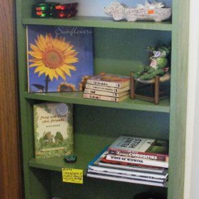 Painted Green Slender Wood Book Shelf