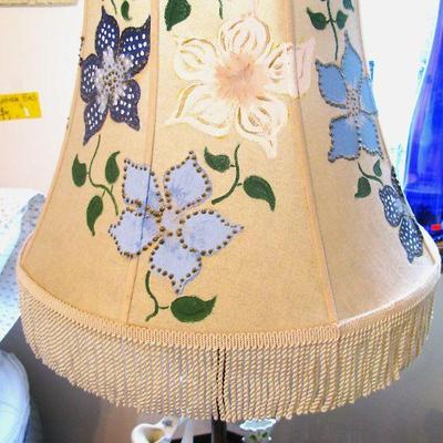 Vintage Floral Wood Floor Lamp Table