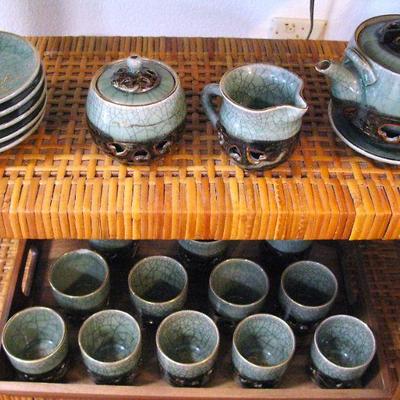 Vintage Somayaki Japanese Pottery Tea Set
