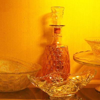 Amber Bourbon Decanter other Glass Pieces