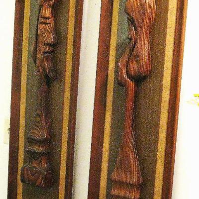 Mid-Century Wood Chess King and Queen Original Wall Art by Retro Attics