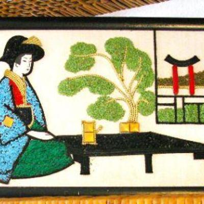 Vintage Pebble Wall Art Geisha Girl