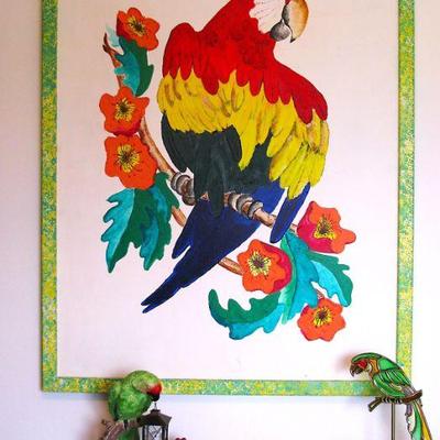 Large Macaw Parrot Vibrant Painting