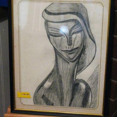 Charcoal on Paper Framed