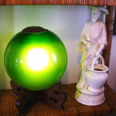 Oriental Globe Light / Blanc De Chine Asian Statue