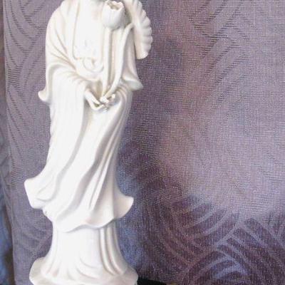 Vintage Blanc Chine Porcelain Statue Goddess Seyei Nagoya Japan 12”