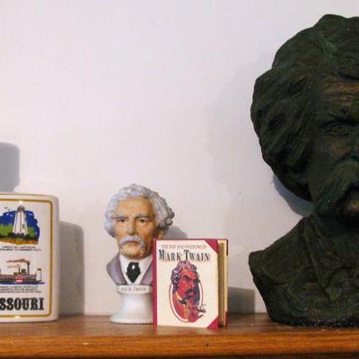 Rare Vintage Mark Twain Plaster Bust By Sculptor Ron Tunison