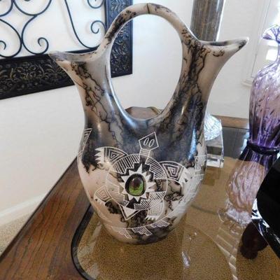 Gary Yellow Corn horsehair wedding vase. Acoma Pueblo.