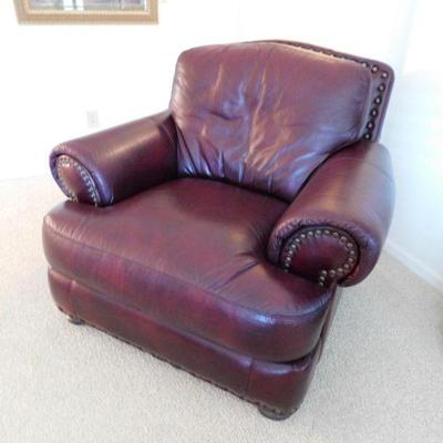 Top grain burgundy leather chair 