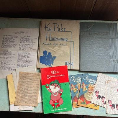 PPE160- 1944-45 Kaimuki Year Books & Various Vintage Christmas Carol Booklets