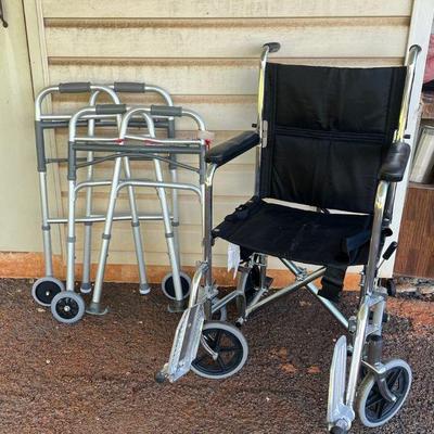 PPE024- Wheel Chair & (2) Mobility Walkers