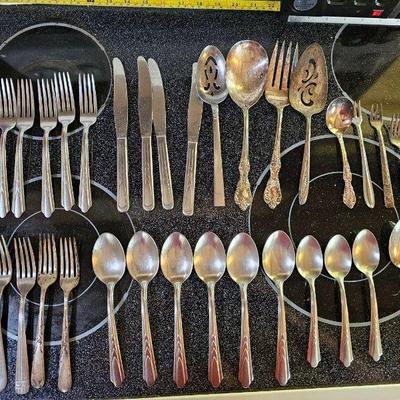 PPE131-Lot Of Flatware, Spoons, Forks, Butterknives And Serving Utensils