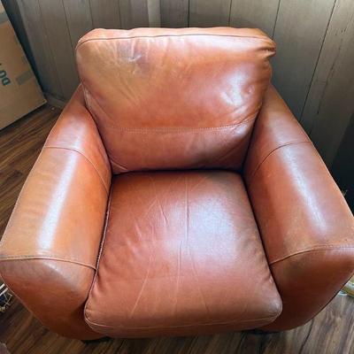 PPE059- Terracotta Colored Leather Like Arm Chair