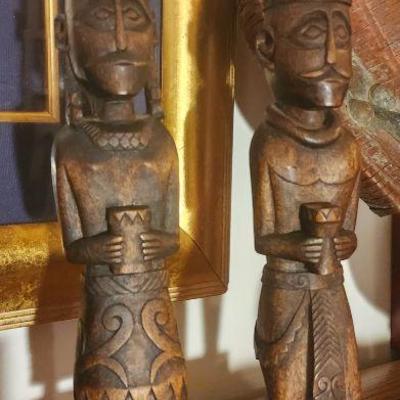 Nias 'Adu Zatua' Wooden Ancestoral Pair, Antique 