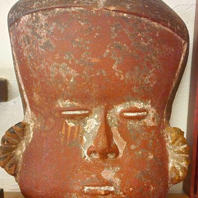 This handmade Moche redware funerary mask is very unique. It is not likely that it was molded as no rival is readily accessible for...