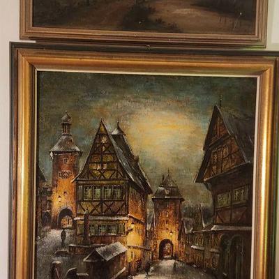 Original oil painting of the Rothenberg Gates Germany by Pfitzer Rommel 
