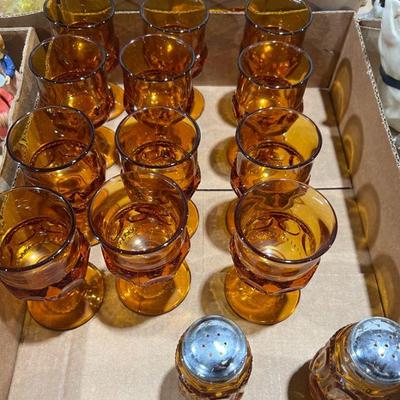 Amber glass goblets