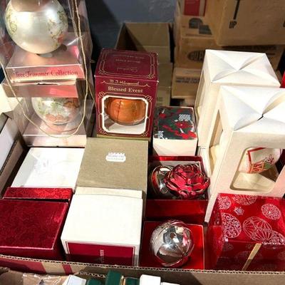 vintage christmas ornaments in boxes