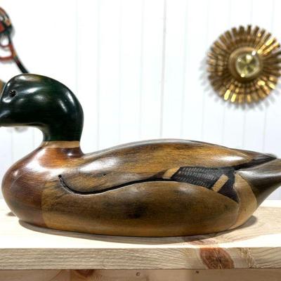 Tom Taber carved wood duck decoy