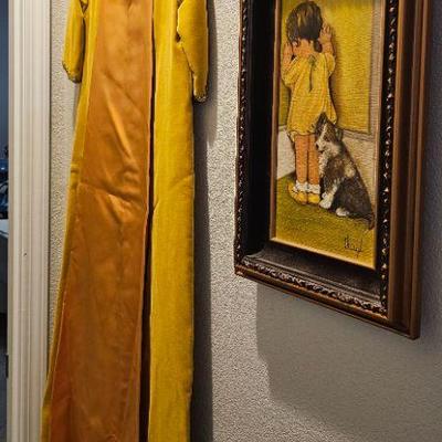 Many pieces of vintage clothing 